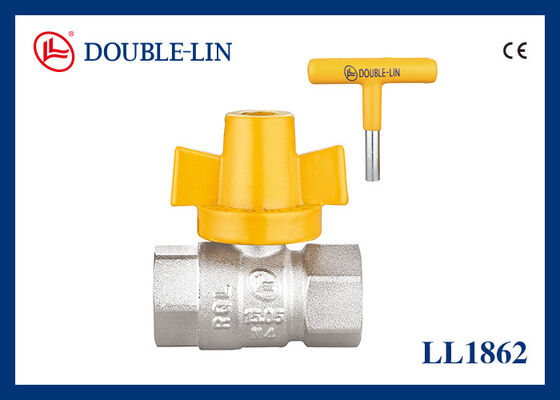 Válvulas de gas de latón con manija cerrable Femenino X Femenino 5 Bar 1/2 pulgadas de longitud