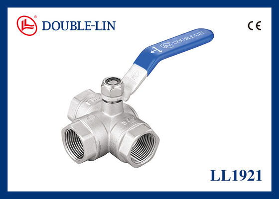 1.5 T Tipo de válvula de bolas de latón de tres vías con hilo ISO228 equivalente a DIN 259 y BS2779