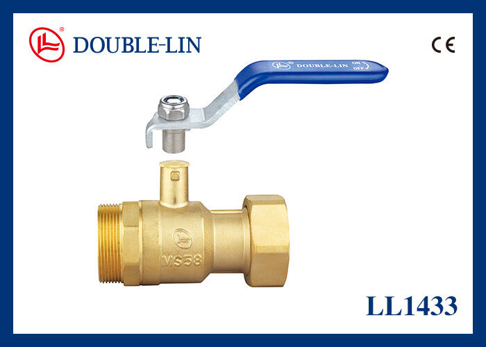 Flujo completo 3 4 válvula de bolas de latón giratoria con rosca manija con cerradura femenina / masculina