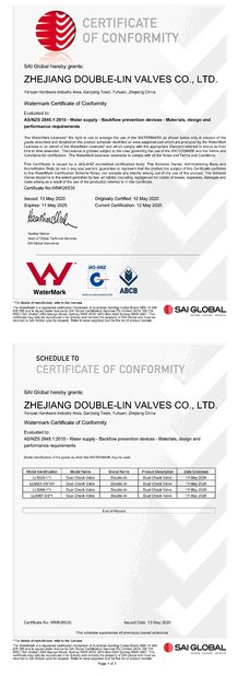 China ZHEJIANG DOUBLE-LIN VALVES CO.,LTD. certificaciones
